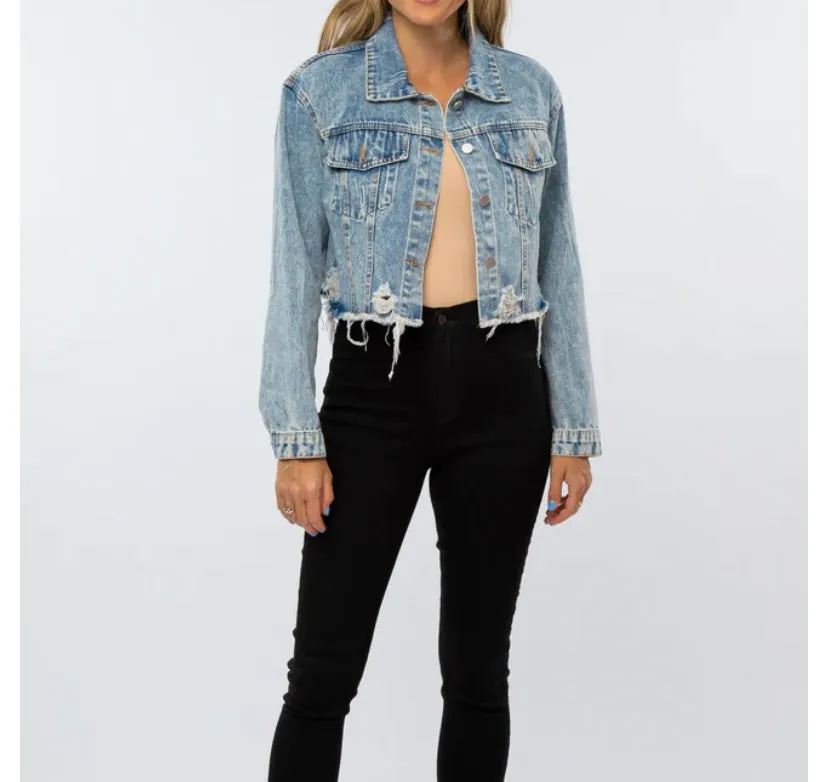 Off The Edge Distressed Denim Jacket
