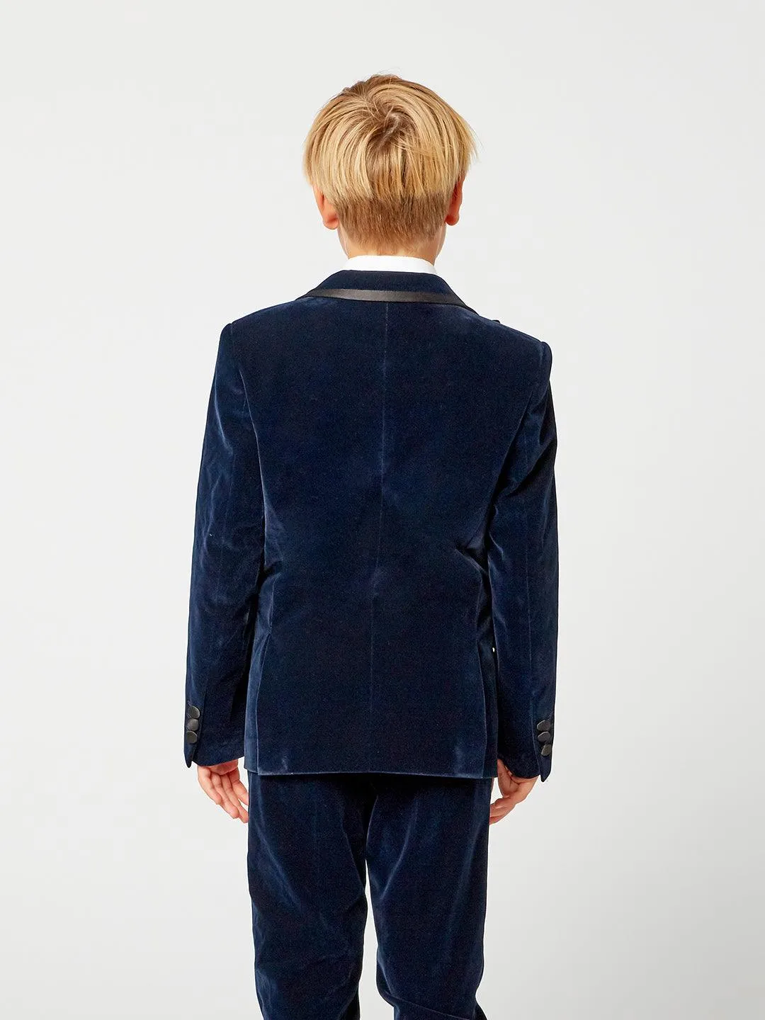 One Friday Navy Blue Velvet 3 Piece Suit