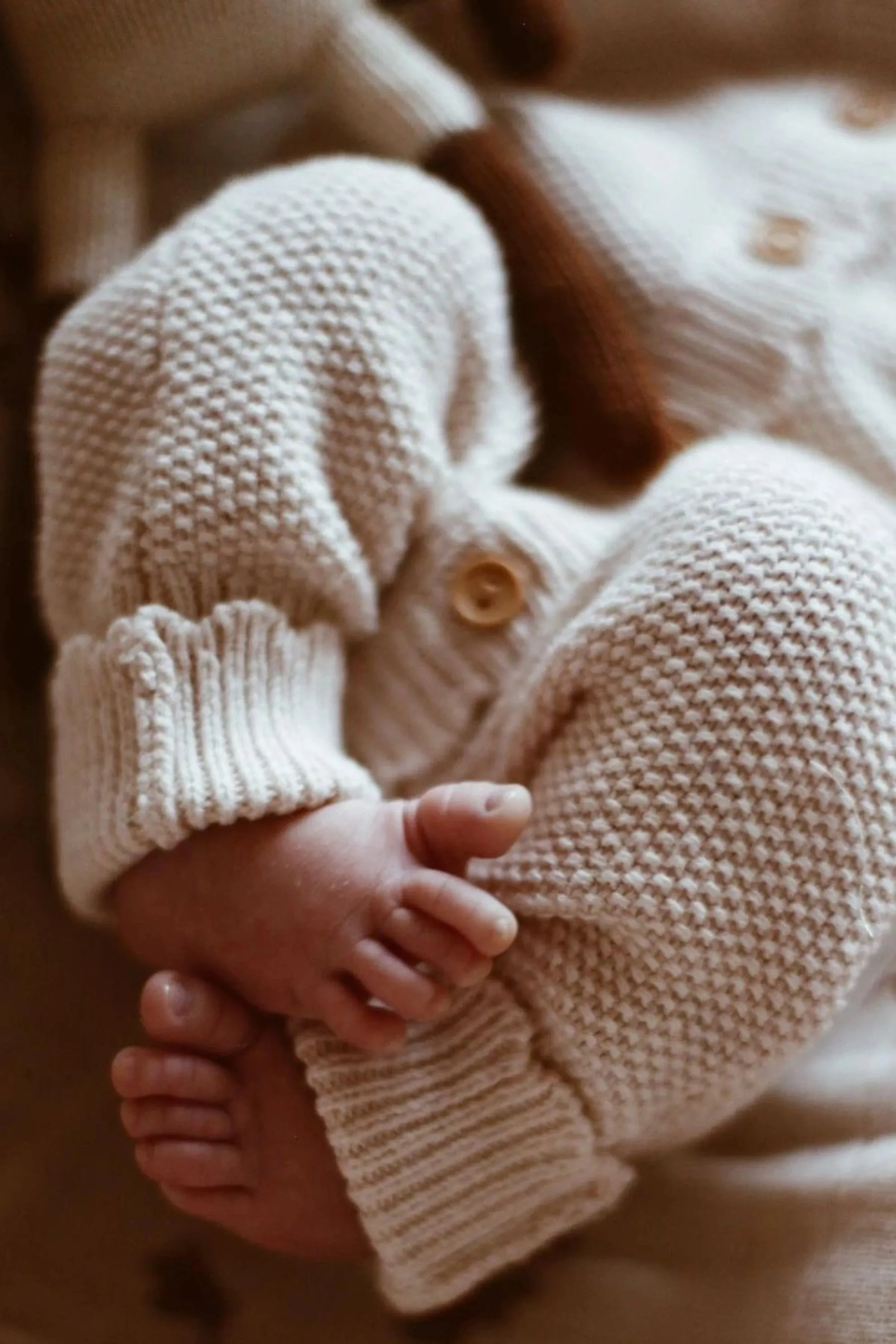 Organic Cotton Moss Stitch Baby Romper - Oat