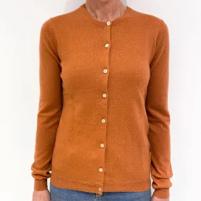 Pale Terracotta Cashmere Crew Neck Cardigan Small