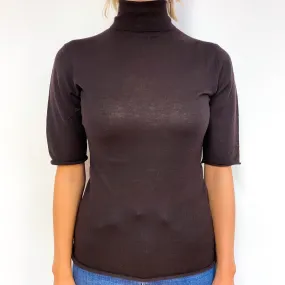 Peppercorn Brown Short Sleeve Cashmere Polo Neck Jumper Small
