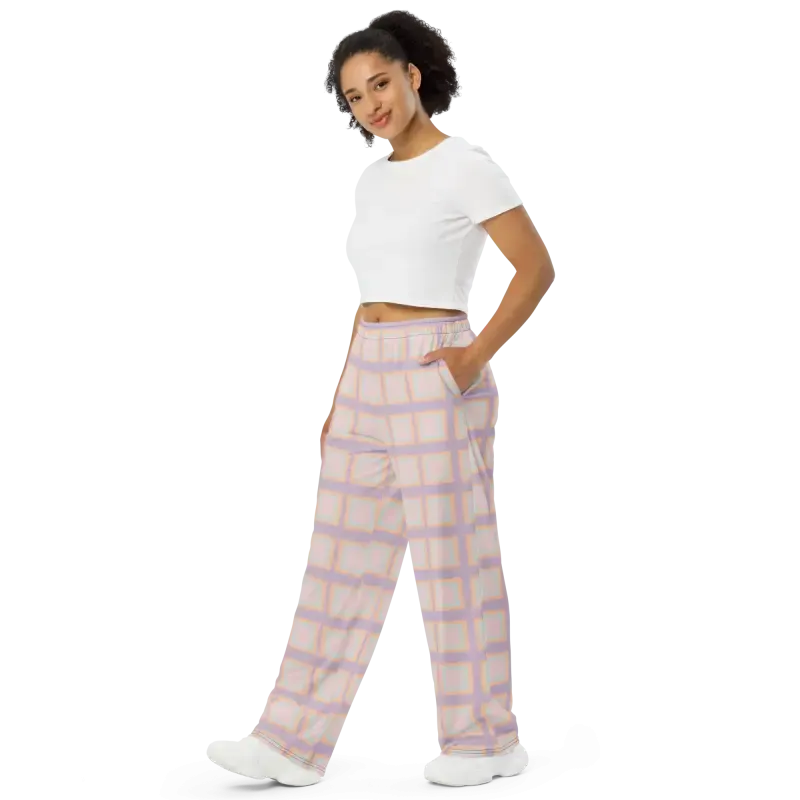 Pink Squares Wide Leg Pants Style Upgrade