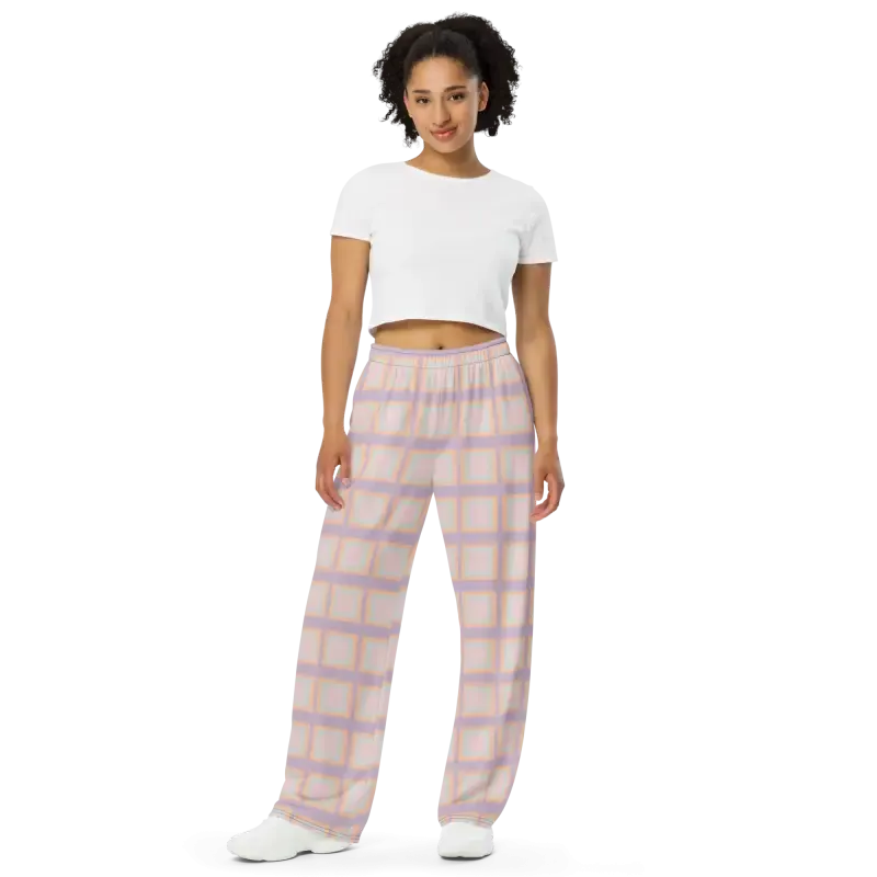 Pink Squares Wide Leg Pants Style Upgrade