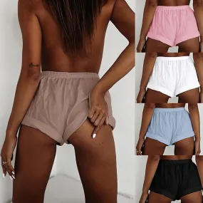 Plus Size Solid High Waist Loose Short Pants