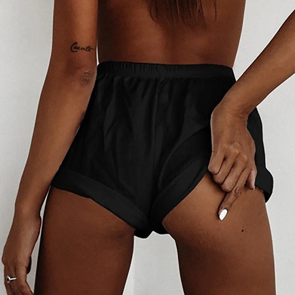 Plus Size Solid High Waist Loose Short Pants