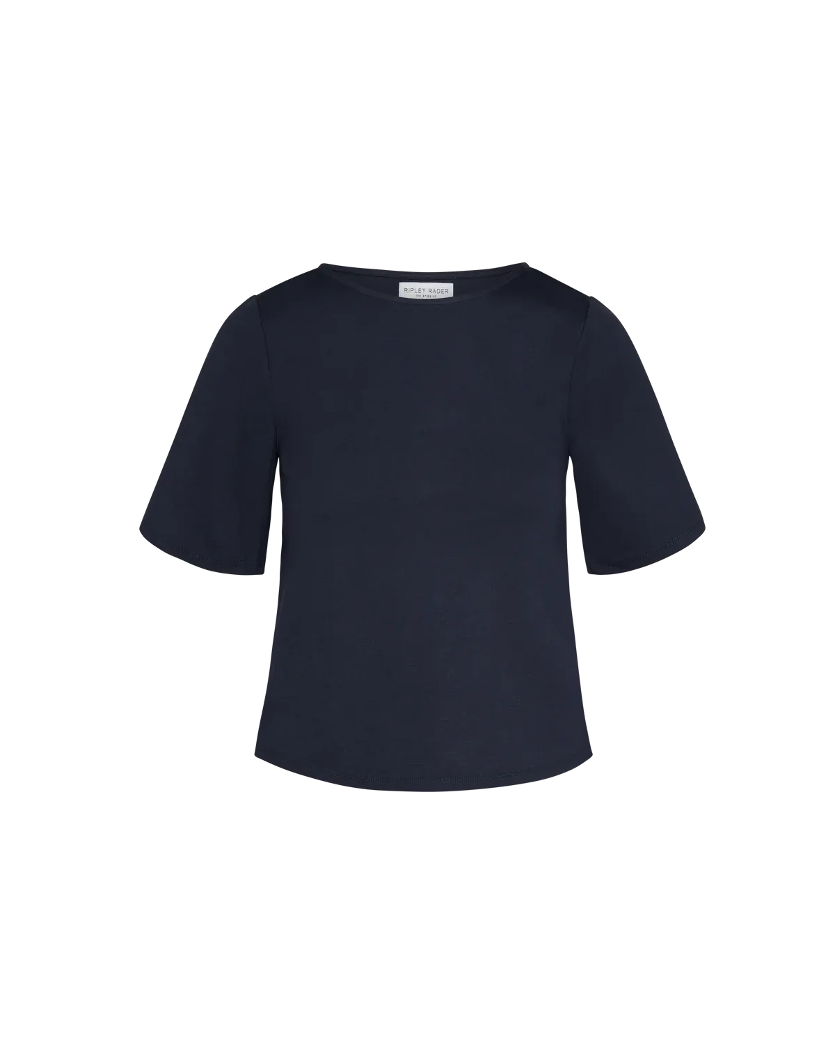 Ponte Knit Short Sleeve Top Extended | Navy