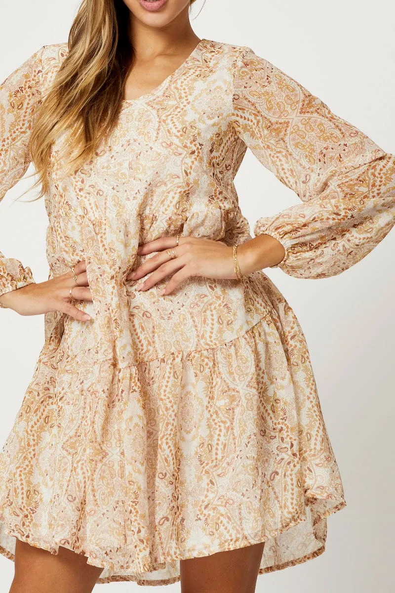Print Tiered Skater Dress