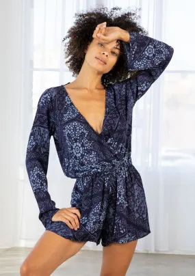 Printed Long Sleeve Romper