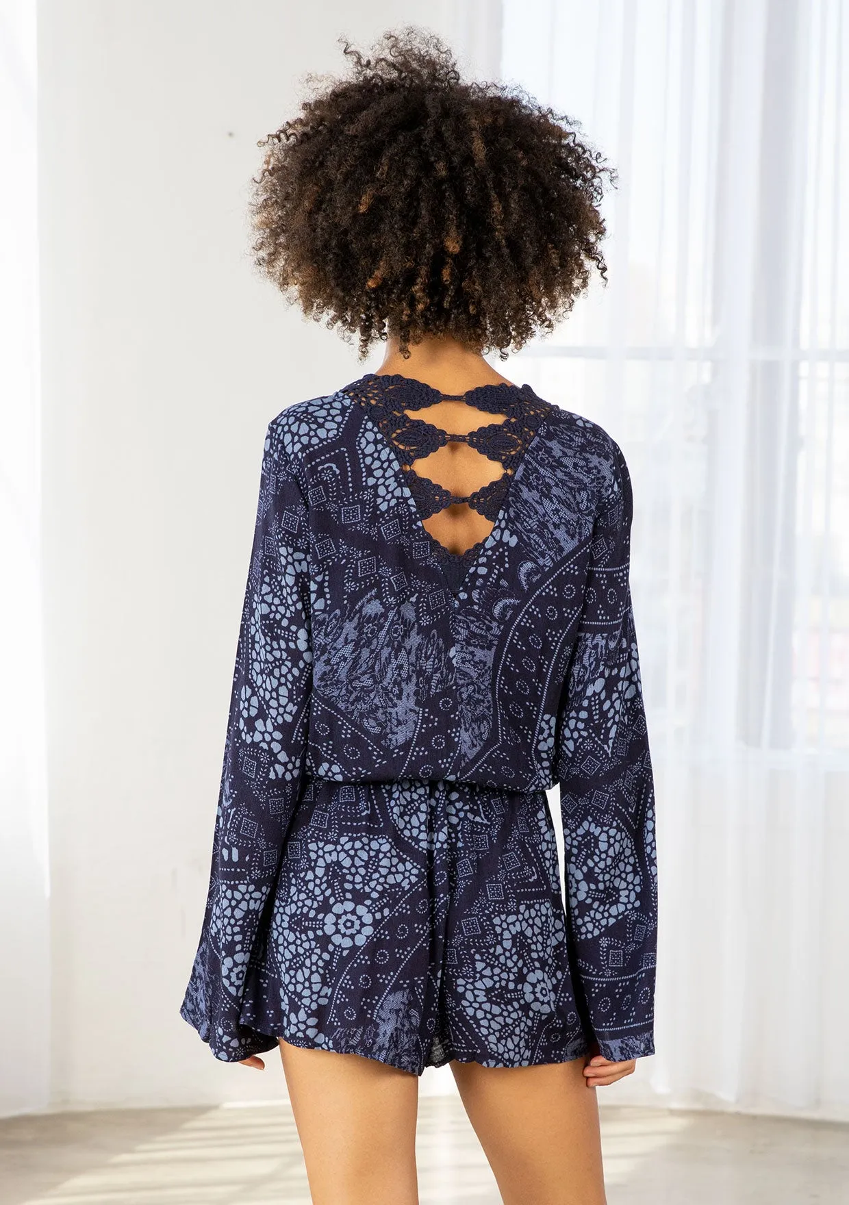 Printed Long Sleeve Romper