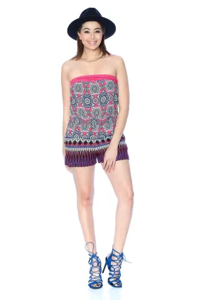 Printed Tube Short Romper