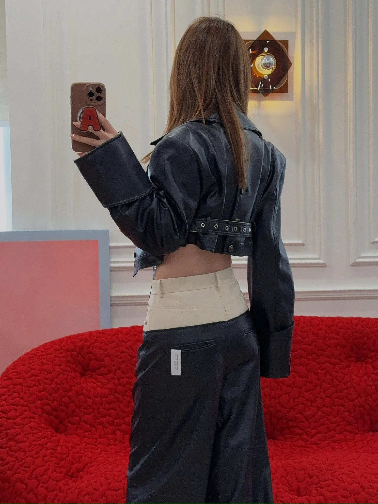 ROKH - CONTRAST FLAP DETAILED CROPPED JACKET
