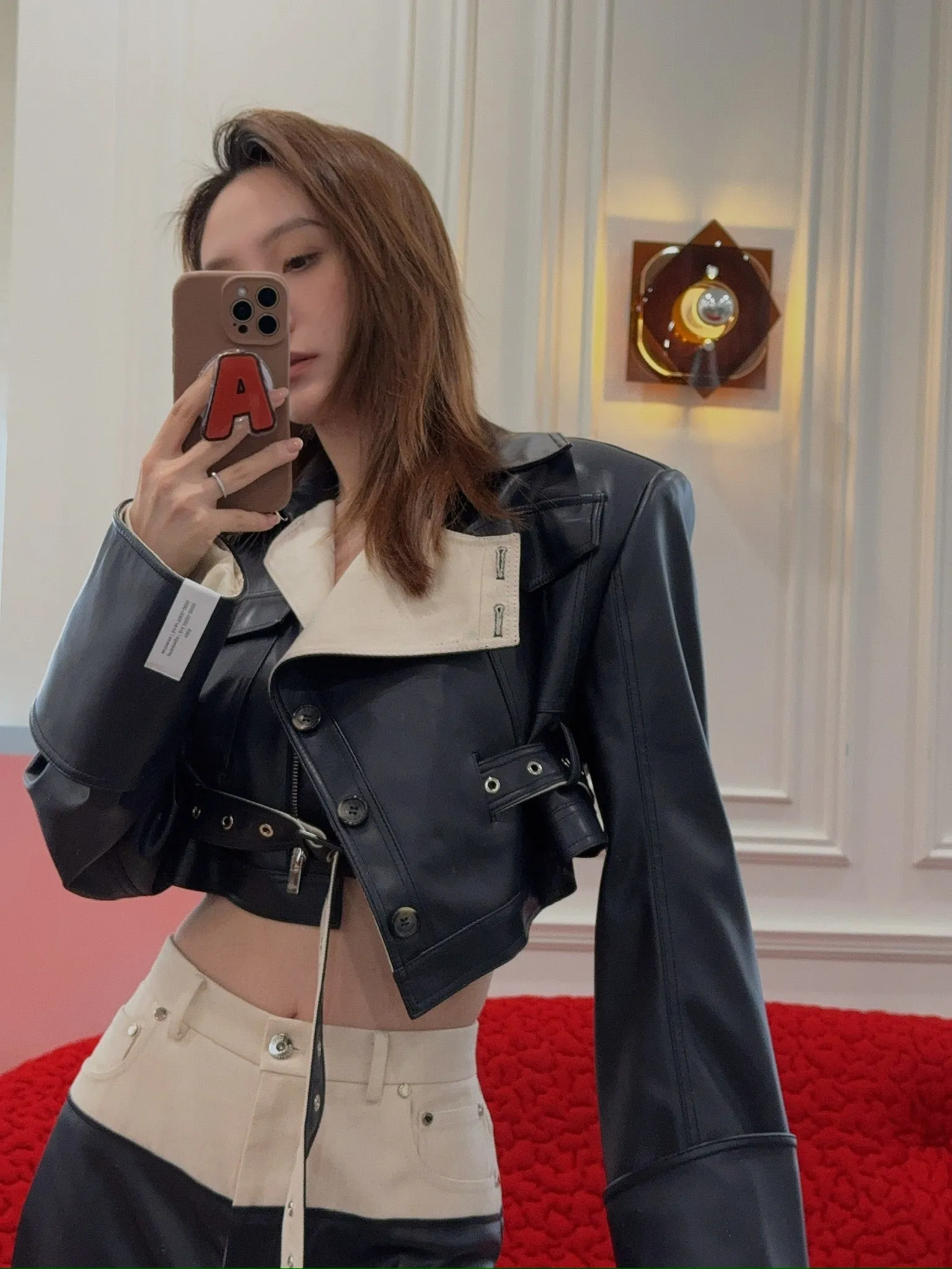 ROKH - CONTRAST FLAP DETAILED CROPPED JACKET