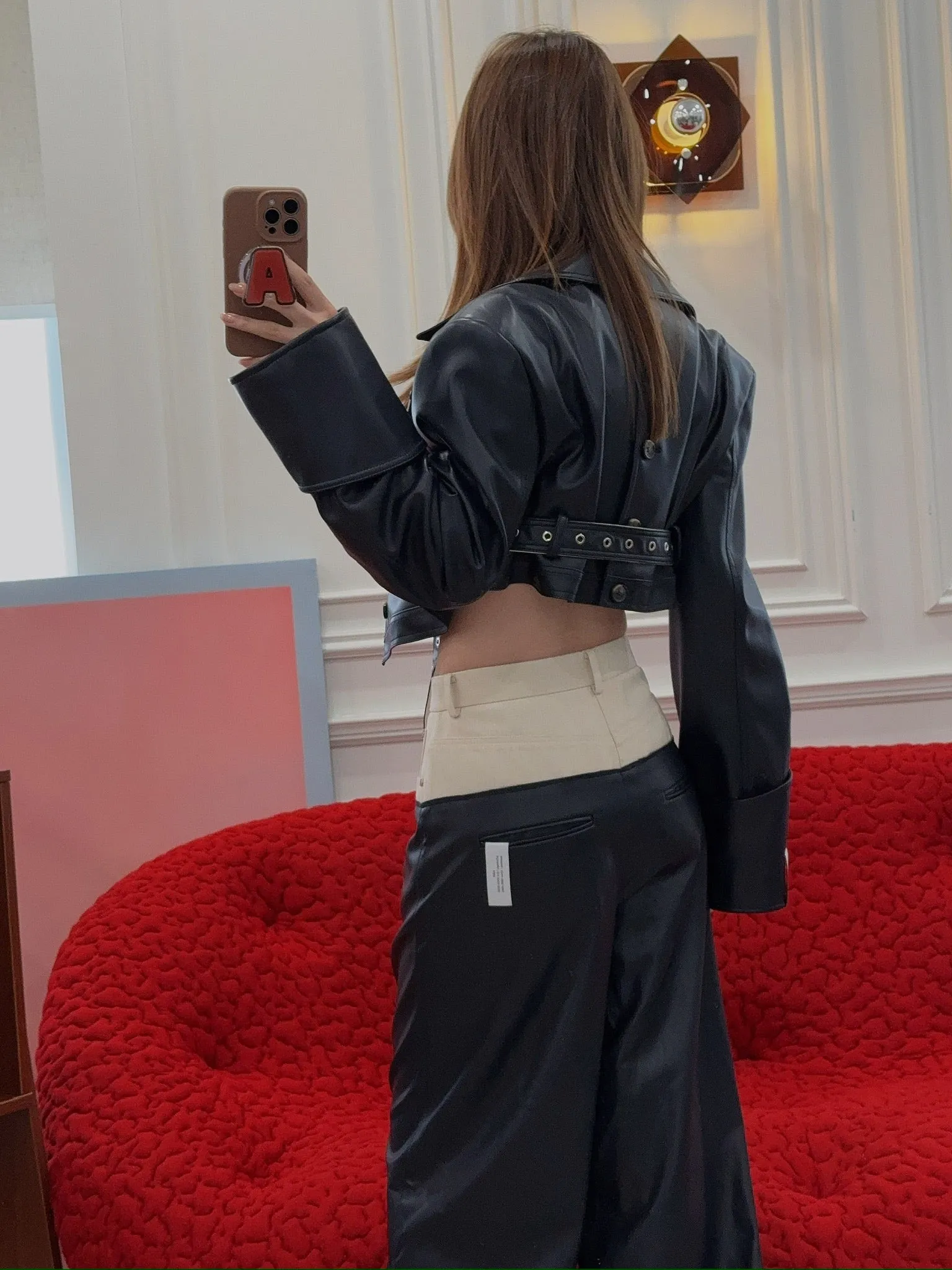 ROKH - CONTRAST FLAP DETAILED CROPPED JACKET