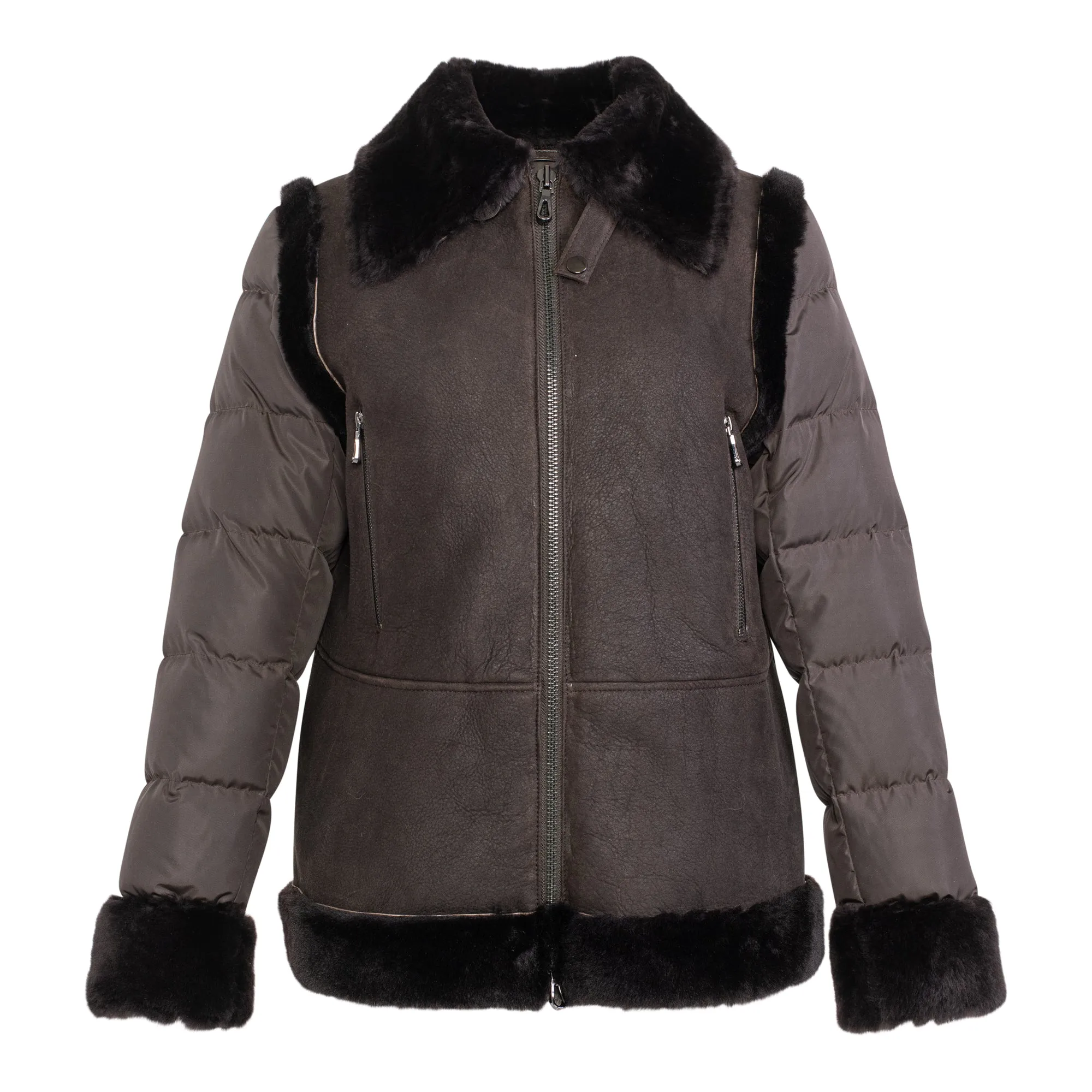Samara Shearling Bomber Down Puffer Jacket
