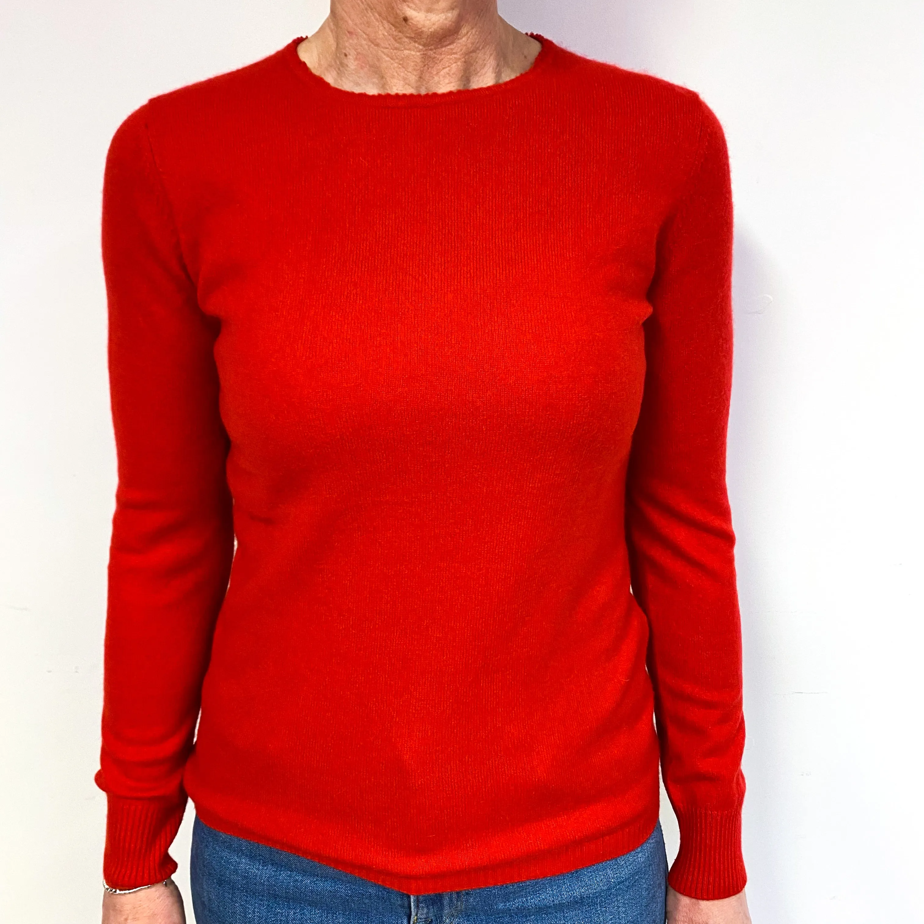 Scarlet Red Cashmere Crew Neck Jumper Medium