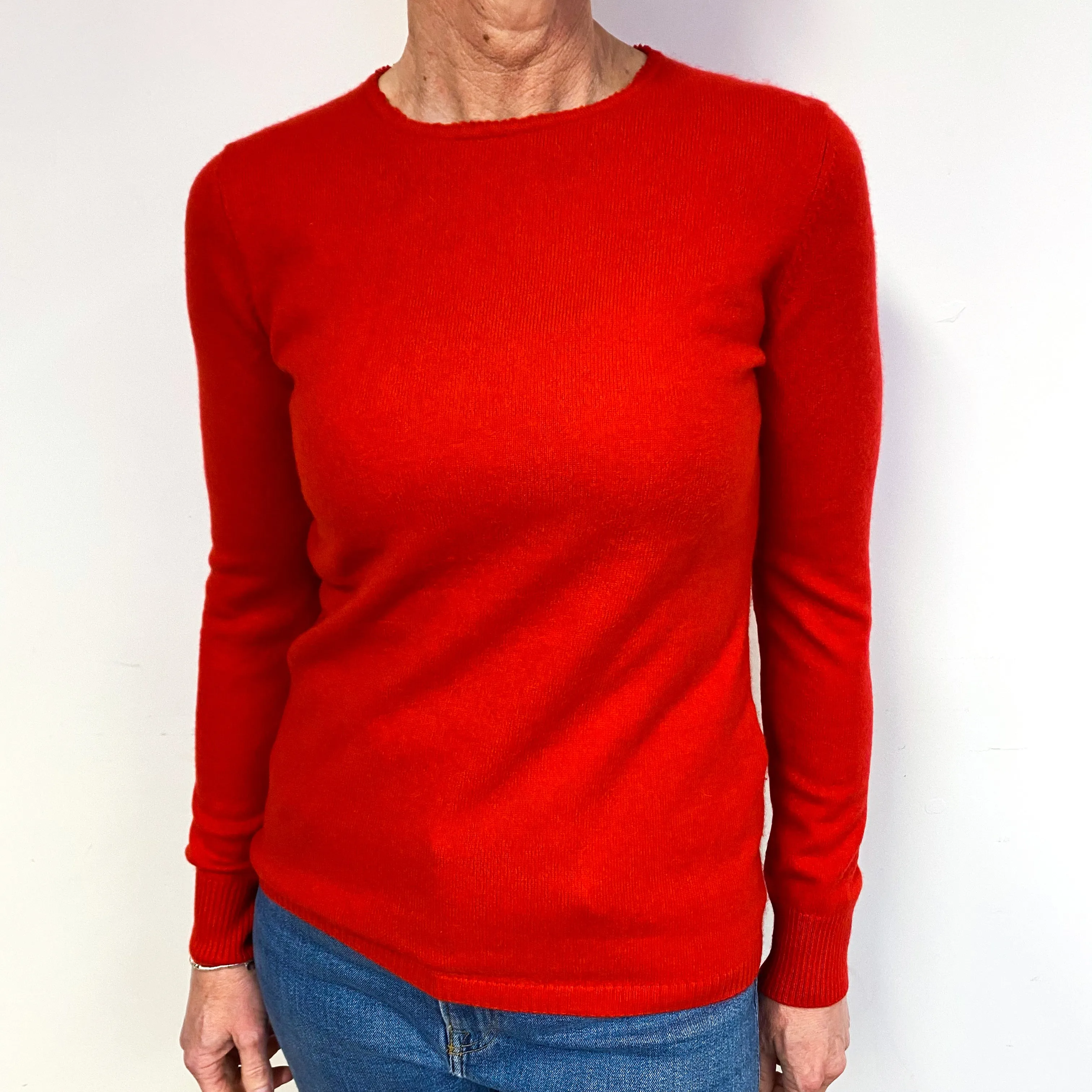 Scarlet Red Cashmere Crew Neck Jumper Medium