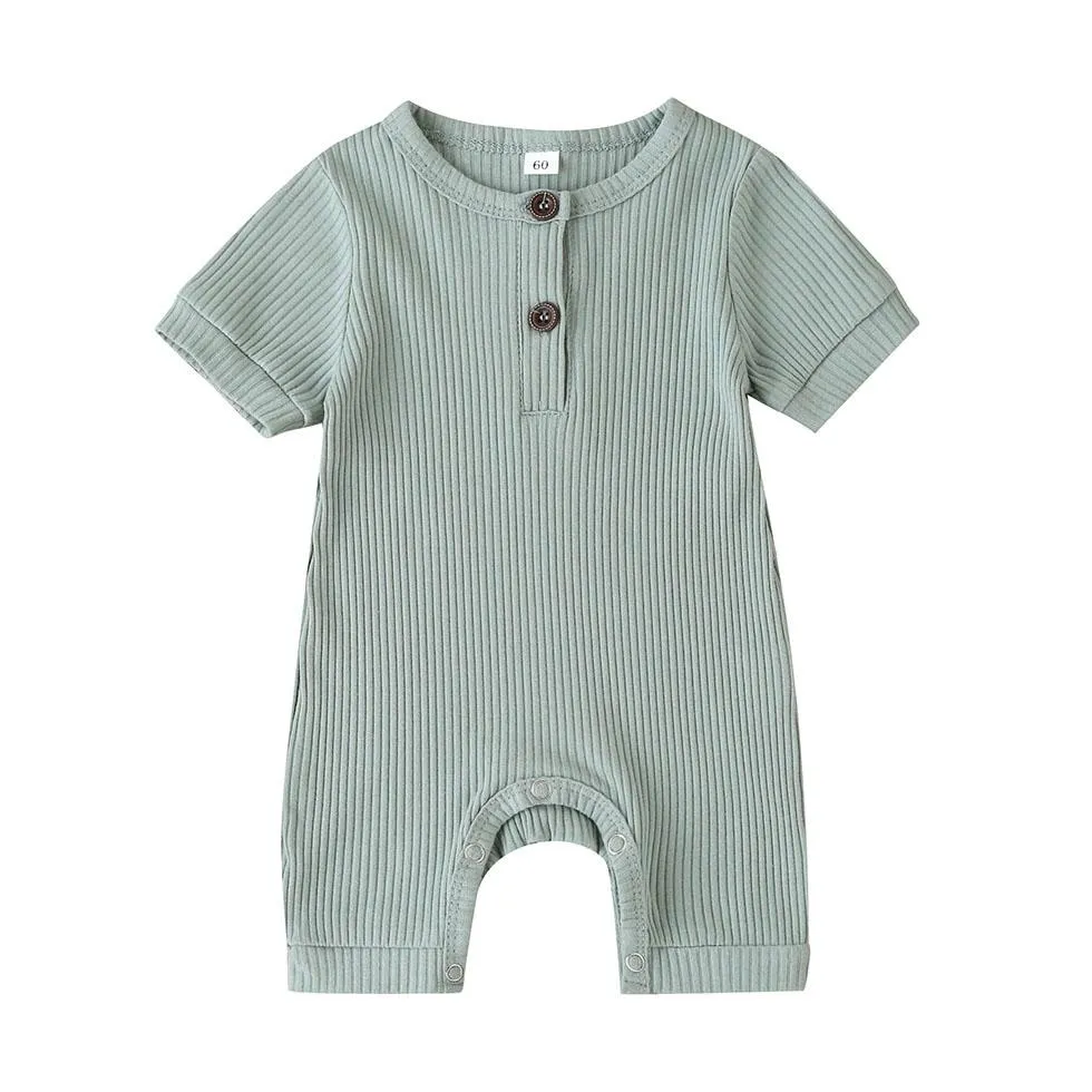 Short Sleeve Ribbed Baby Romper