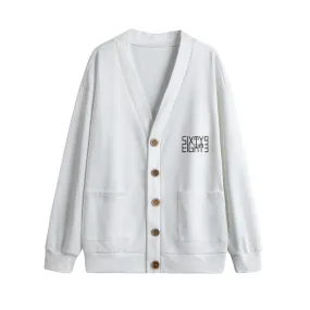 Sixty Eight 93 Logo Black White Unisex V-Neck Knitted Fleece Cardigan