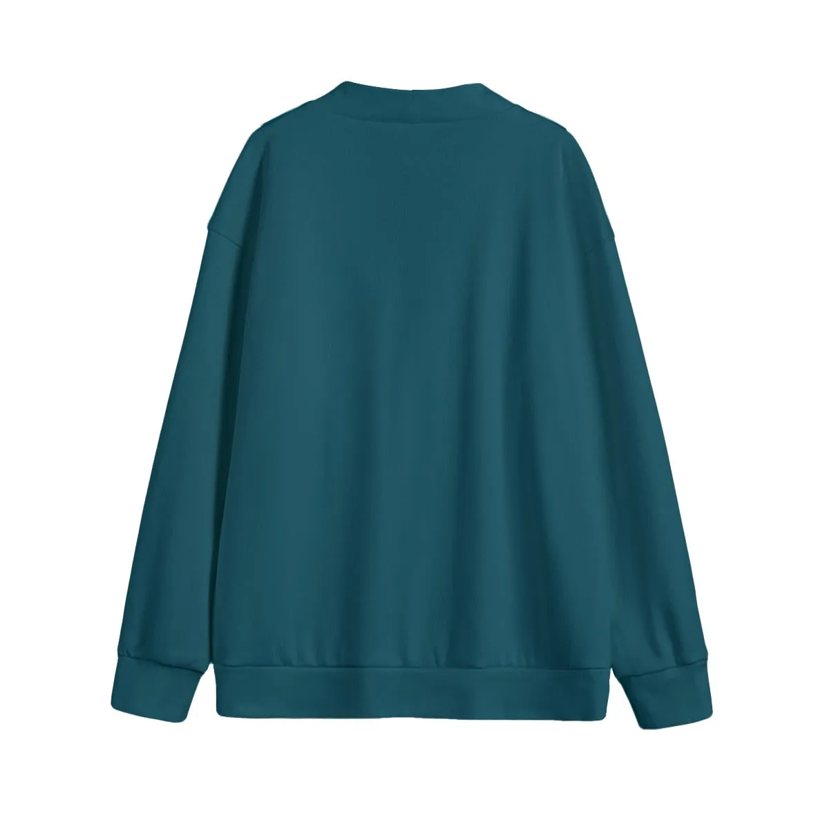 Sixty Eight 93 Logo White Dark Teal Unisex V-Neck Knitted Fleece Cardigan