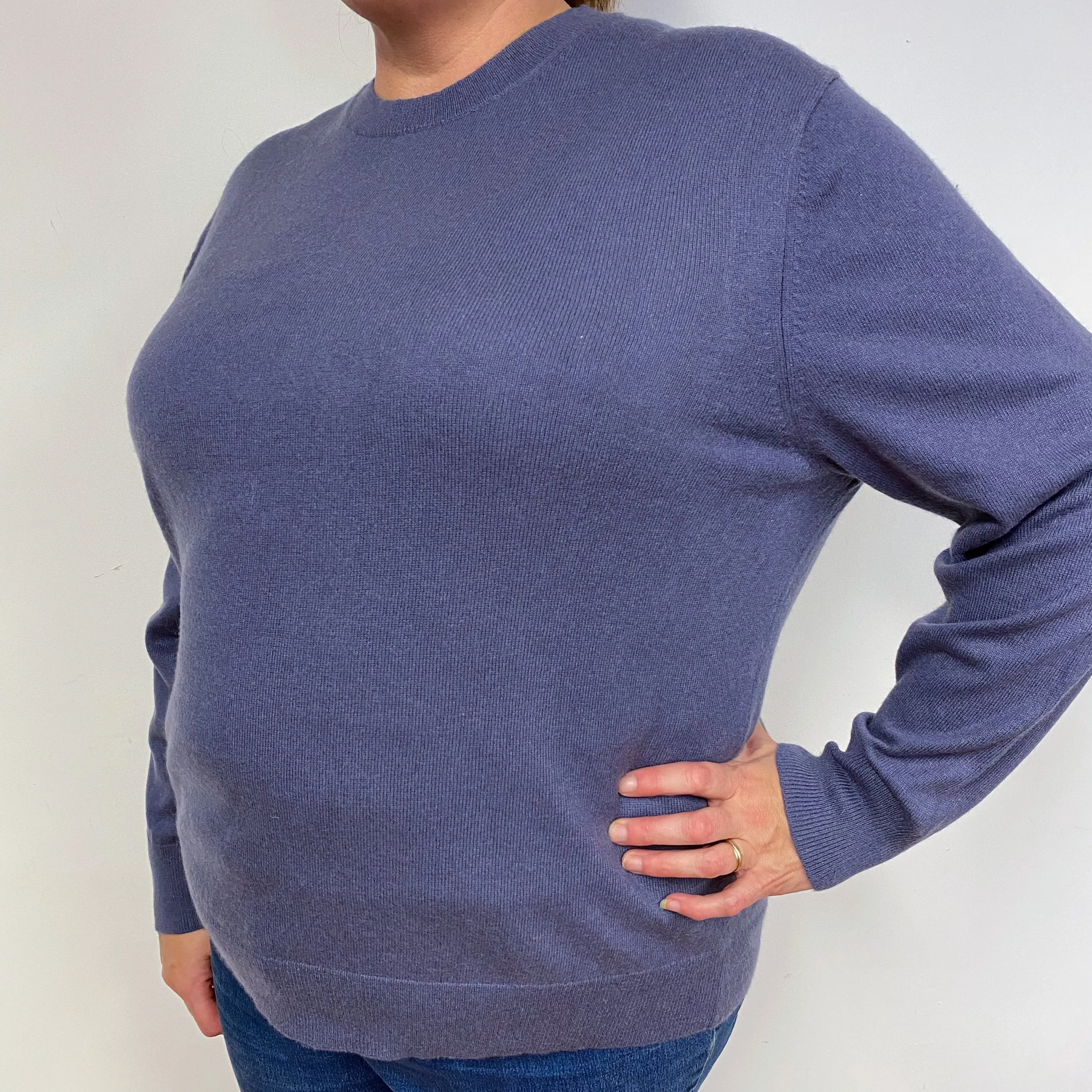 Slate Purple Cashmere Crew Neck Jumper Extra Large