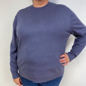 Slate Purple Cashmere Crew Neck Jumper Extra Large