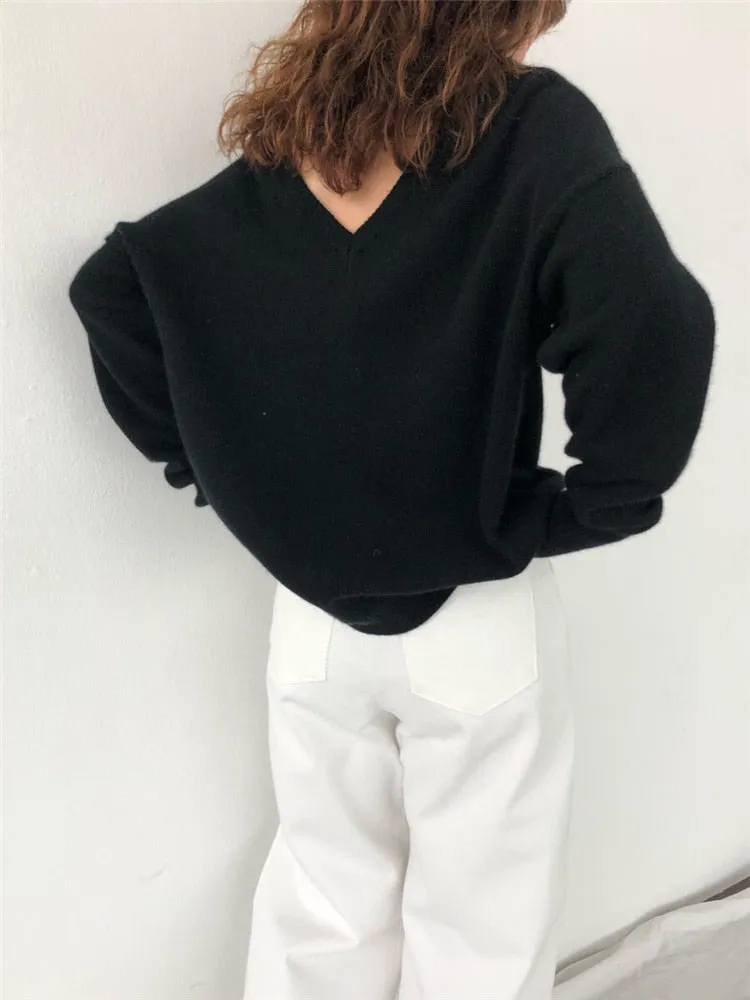Slouchy V-Back Sweater