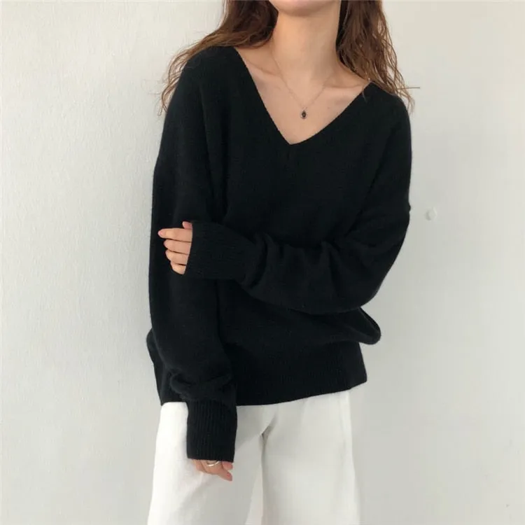 Slouchy V-Back Sweater