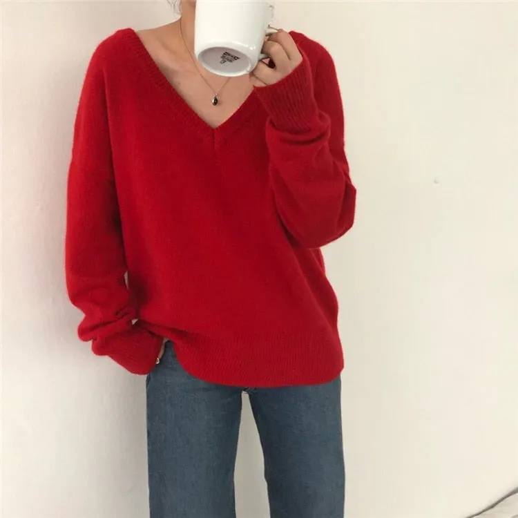 Slouchy V-Back Sweater