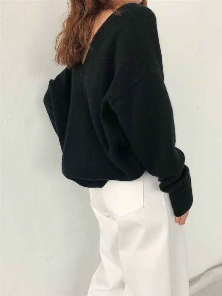 Slouchy V-Back Sweater