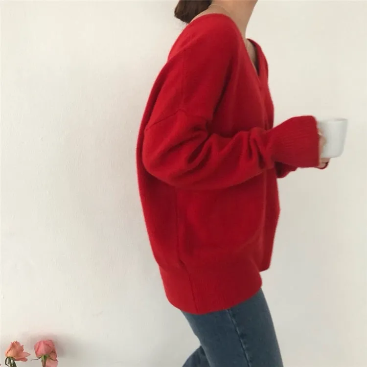 Slouchy V-Back Sweater
