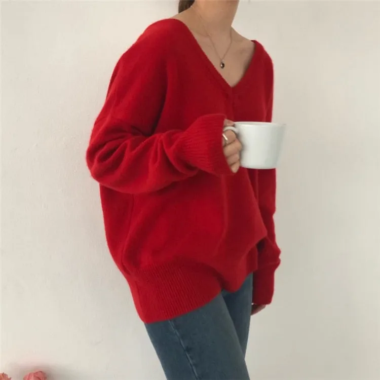 Slouchy V-Back Sweater