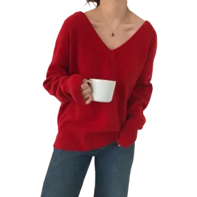 Slouchy V-Back Sweater