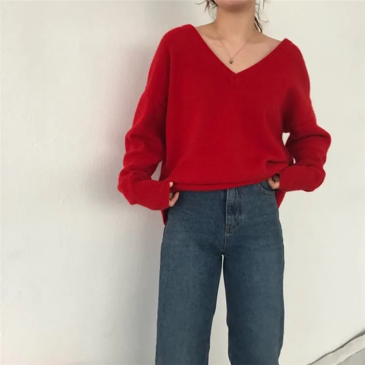 Slouchy V-Back Sweater