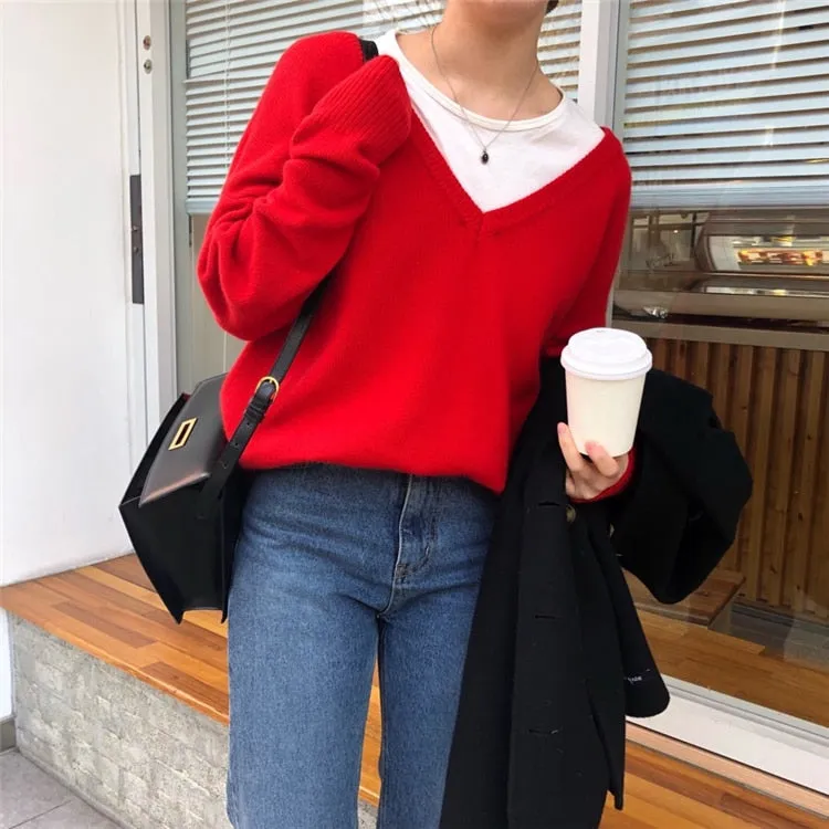 Slouchy V-Back Sweater