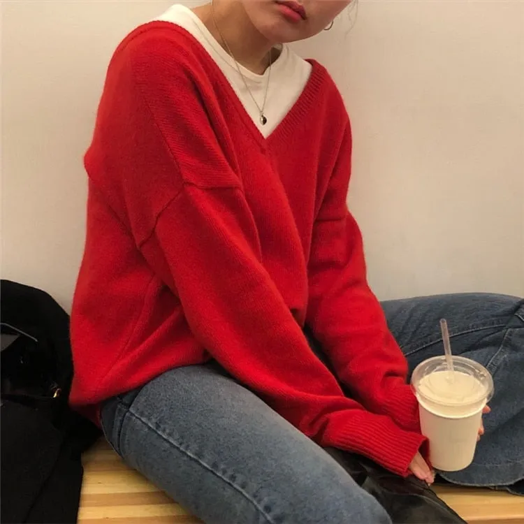 Slouchy V-Back Sweater