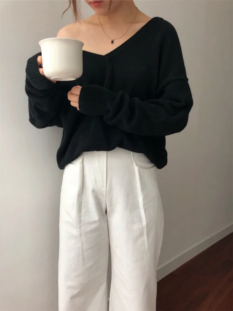Slouchy V-Back Sweater