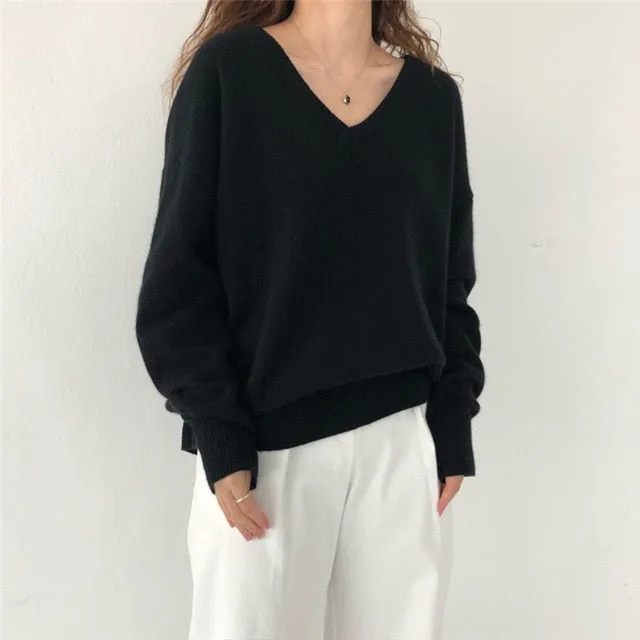 Slouchy V-Back Sweater