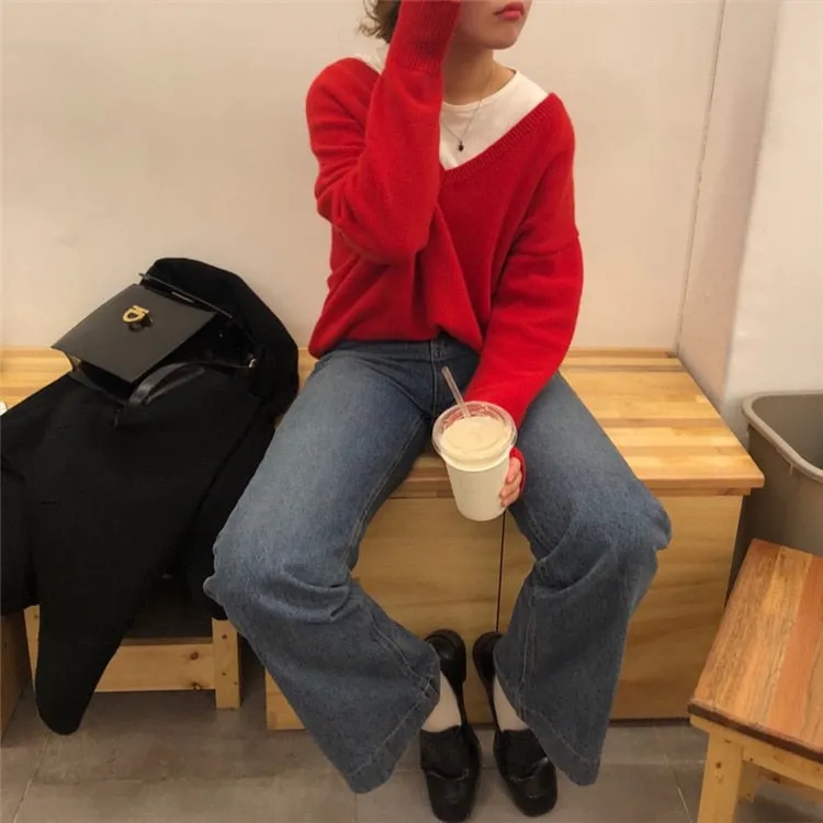 Slouchy V-Back Sweater