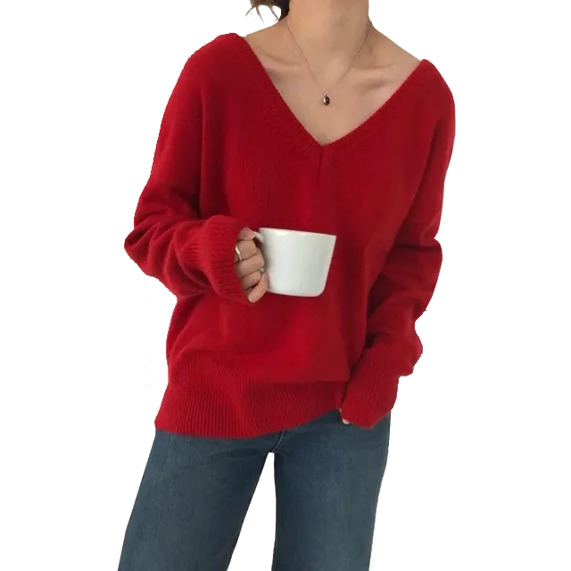 Slouchy V-Back Sweater