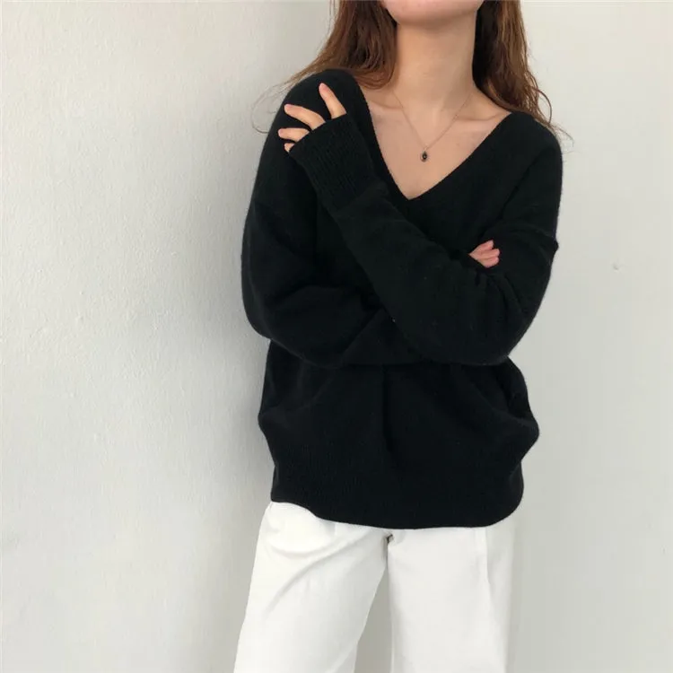 Slouchy V-Back Sweater