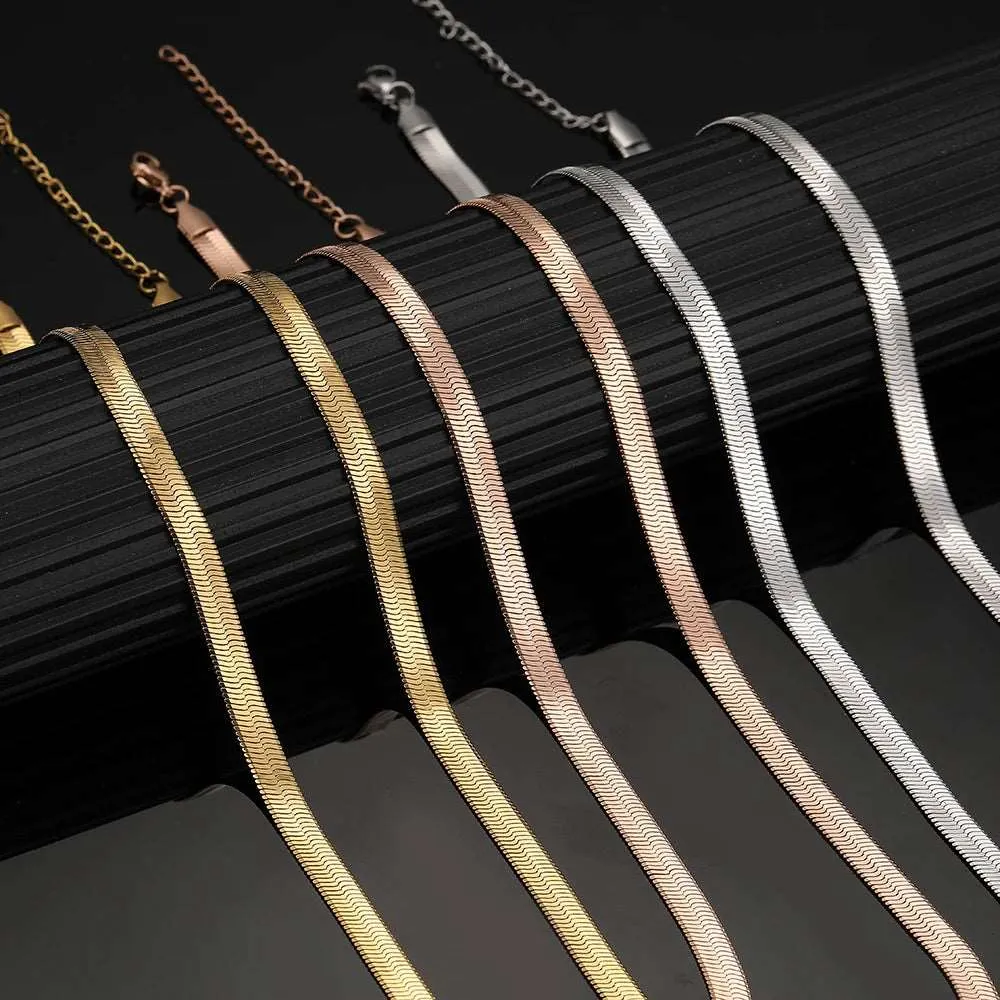 Stainless Steel Herringbone Snake Necklace