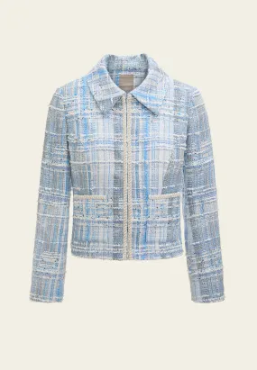 Stripped Contrasting-trim Cropped Jacket