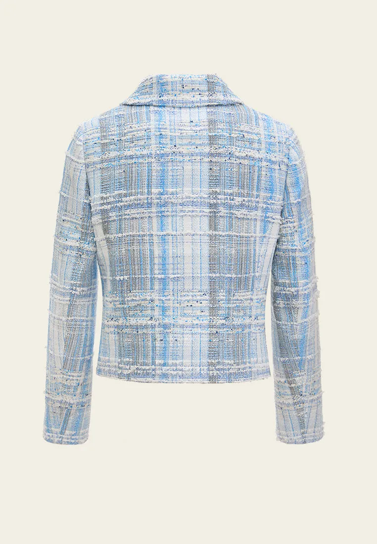 Stripped Contrasting-trim Cropped Jacket