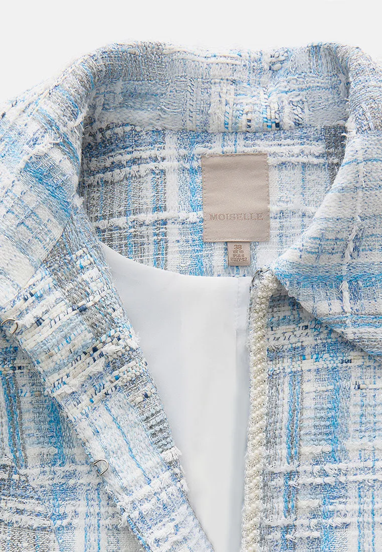 Stripped Contrasting-trim Cropped Jacket