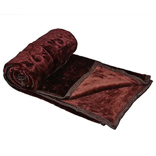 SVT Polyester Double Bed Blankets (Coffee)