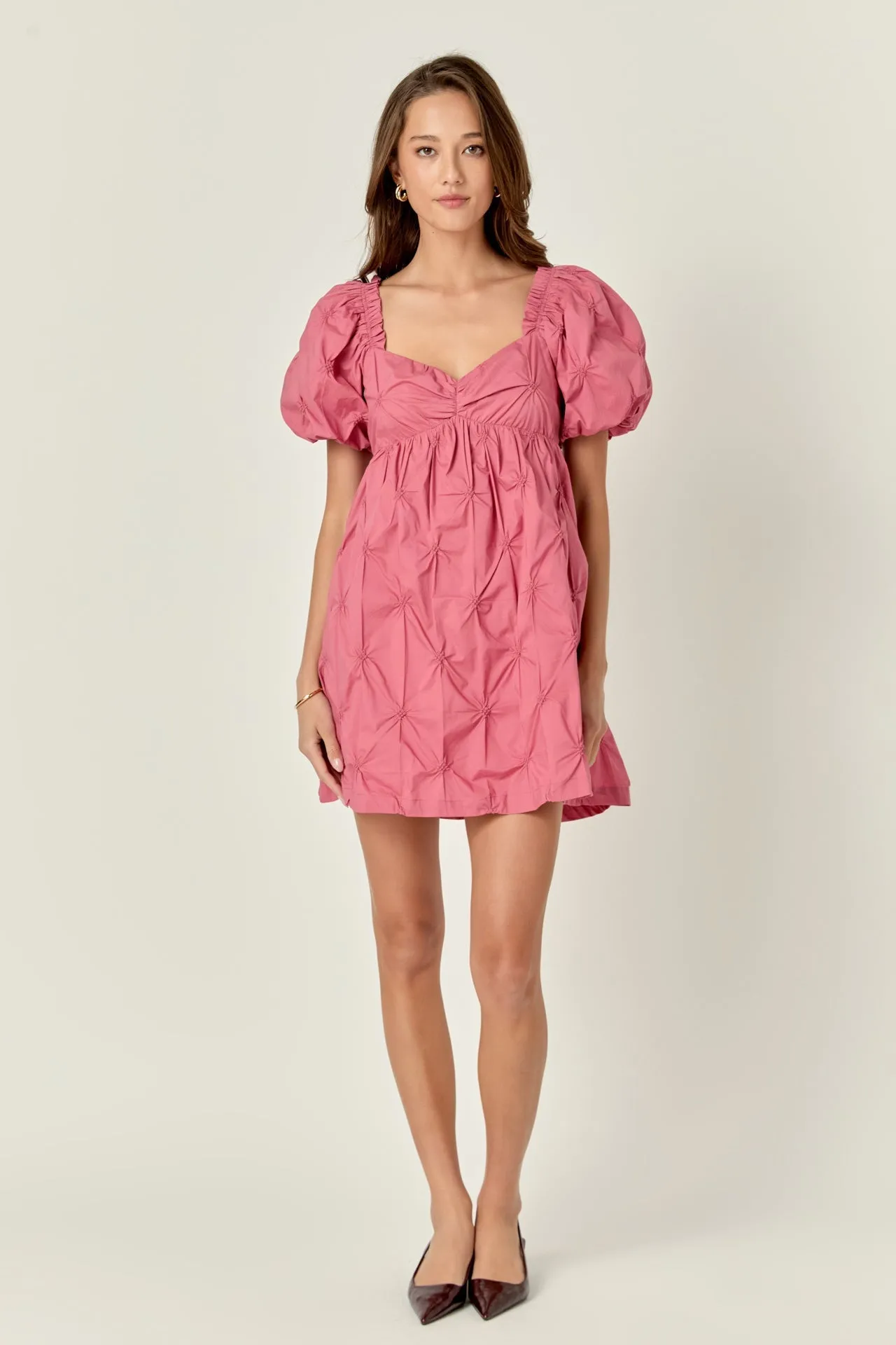 Textured Babydoll Mini Dress