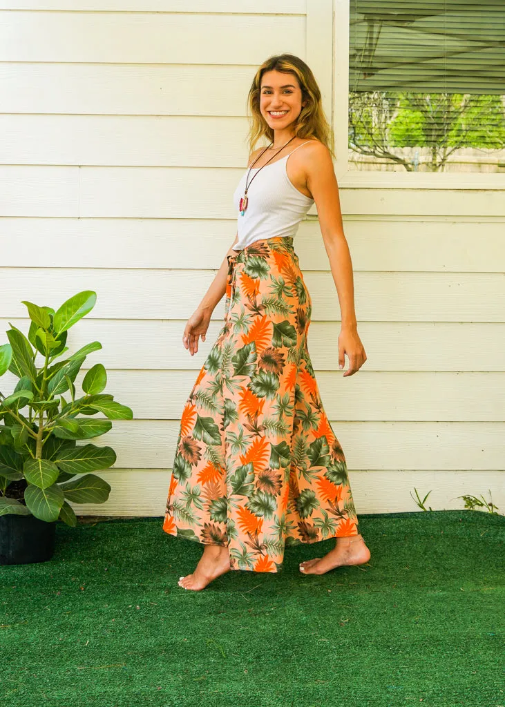 Tropical Hibiscus Palazzo Wrap Pants