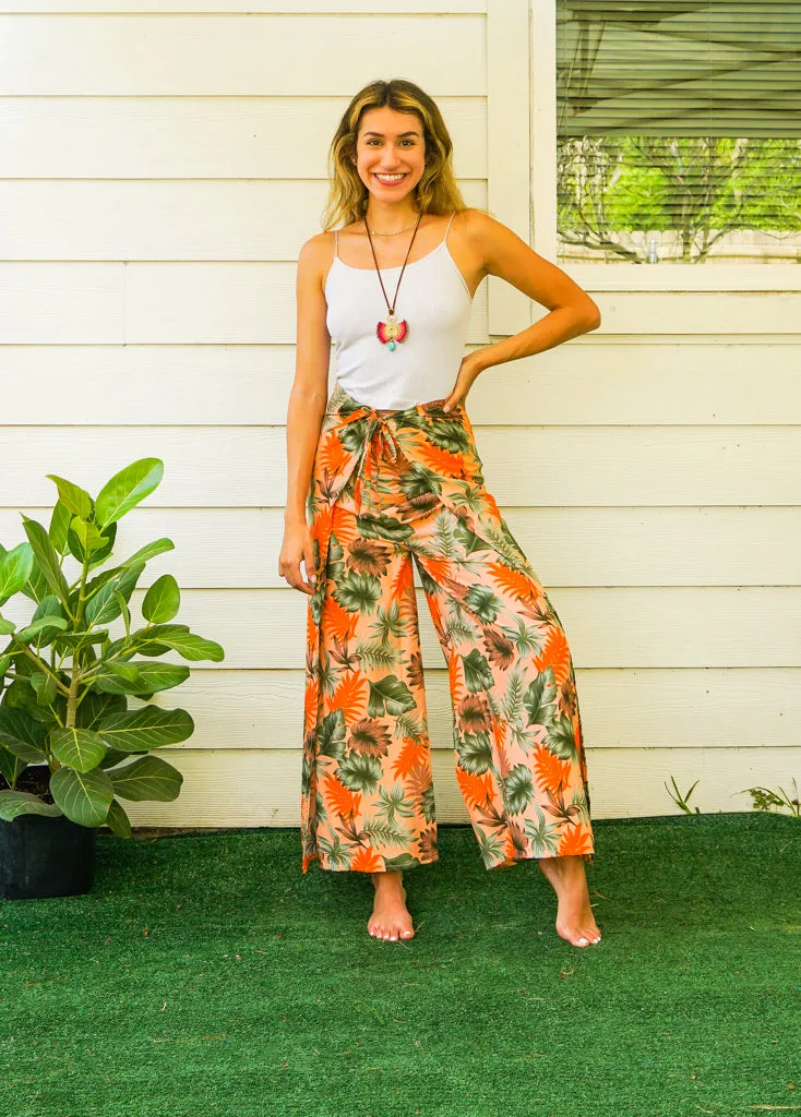Tropical Hibiscus Palazzo Wrap Pants