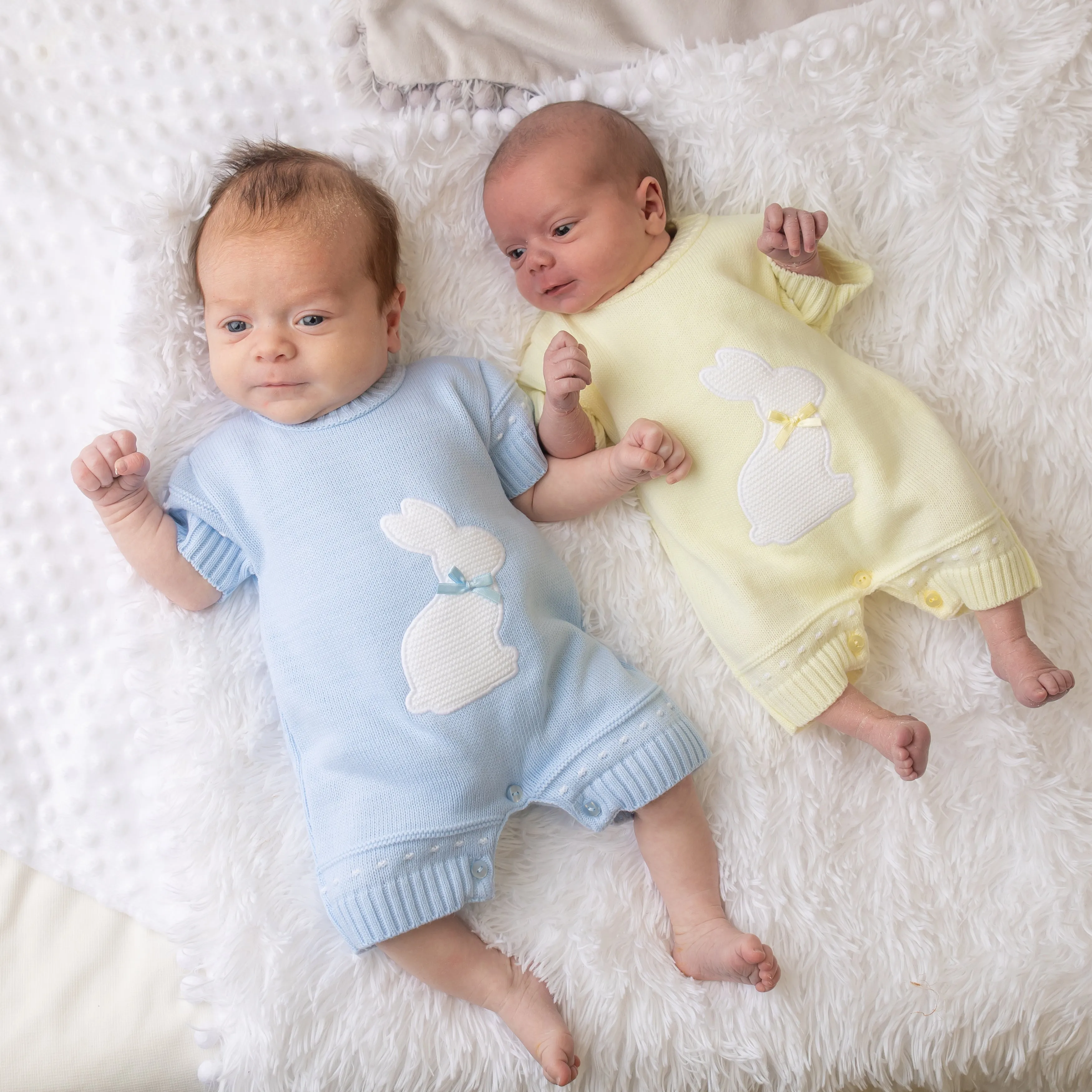 Unisex Yellow Bunny Knitted Romper