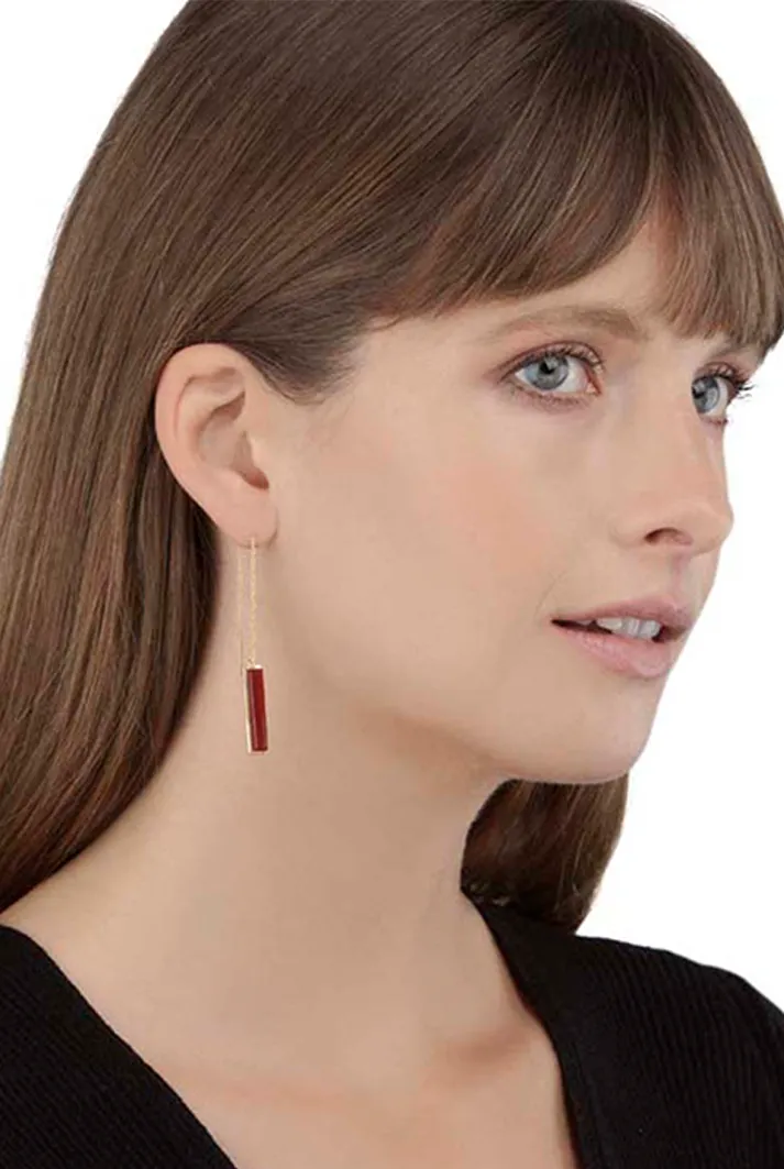Urban Chain Earrings with Red Onyx